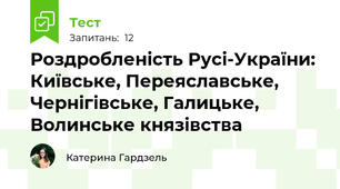 Роздробленість Русі-України: Київське, Переяславське, Чернігівське, Галицьке, Волинське князівства