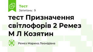 тест Призначення світлофорів 2 Ремез М Л Козятин