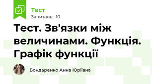 Тест. Зв'язки між величинами. Функція. Графік функції