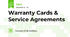 Warranty Cards & Service Agreements