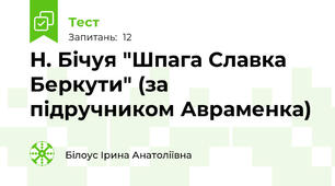Н. Бічуя "Шпага Славка Беркути" (за підручником Авраменка)