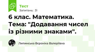 6 клас. Математика. Тема: "Додавання чисел із різними знаками".