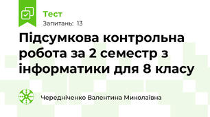 Підсумкова контрольна робота за 2 семестр з інформатики для 8 класу