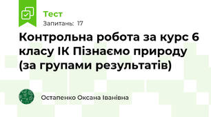 Контрольна робота за курс 6 класу ІК Пізнаємо природу (за групами результатів)