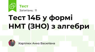 Тест 14Б у формі НМТ (ЗНО) з алгебри