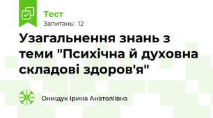 Узагальнення знань з теми "Психічна й духовна складові здоров'я"