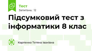 Підсумковий тест з інформатики 8 клас