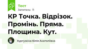 КР Точка. Відрізок. Промінь. Пряма. Площина. Кут.