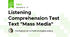 Listening Comprehension Test Text "Mass Media"