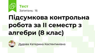 Підсумкова контрольна робота за ІІ семестр з алгебри (8 клас)
