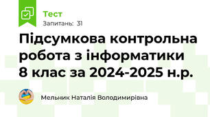 Підсумкова контрольна робота з інформатики  8 клас за 2024-2025 н.р.