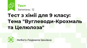 Тест з хімії для 9 класу: Тема "Вуглеводи-Крохмаль та Целюлоза"