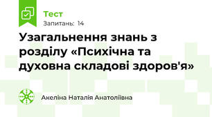 Узагальнення знань з розділу «Психічна та духовна складові здоров'я»
