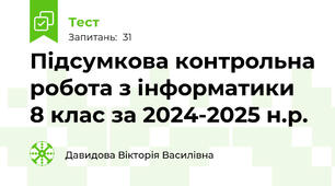 Підсумкова контрольна робота з інформатики  8 клас за 2024-2025 н.р.