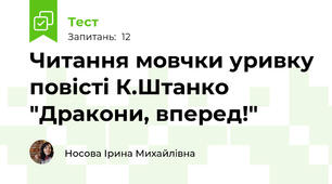 Читання мовчки уривку повісті К.Штанко "Дракони, вперед!"