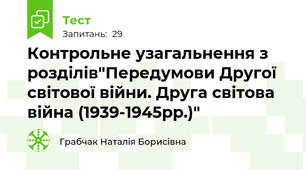 Контрольне узагальнення з розділів"Передумови Другої світової війни. Друга світова війна (1939-1945рр.)"