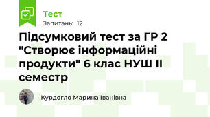 Підсумковий тест за ГР 2 "Створює інформаційні продукти" 6 клас НУШ ІІ семестр