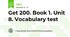 Get 200. Book 1. Unit 8. Vocabulary test