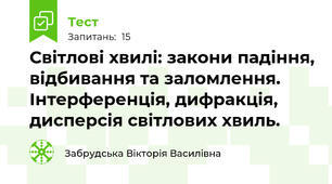 Світлові хвилі: закони падіння, відбивання та заломлення. Інтерференція, дифракція, дисперсія світлових хвиль.