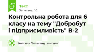 Контрольна робота для 6 класу на тему "Добробут і підприємливість" В-2