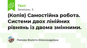 (Копія) Самостійна робота. Системи двох лінійних рівнянь із двома змінними.