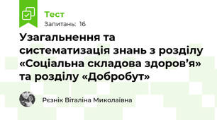 Узагальнення та систематизація знань з розділу «Соціальна складова здоров’я» та розділу «Добробут»