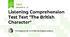 Listening Comprehension Test Text "The British Character"