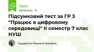 Підсумковий тест за ГР 3 "Працює в цифровому середовищі" ІІ семестр 7 клас НУШ