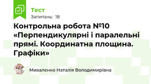 Контрольна робота №10 «Перпендикулярні і паралельні прямі. Координатна площина. Графіки»