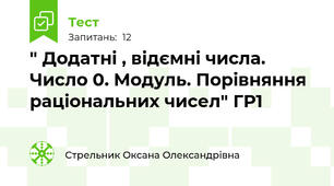 " Додатні , відємні числа. Число 0. Модуль. Порівняння раціональних чисел" ГР1