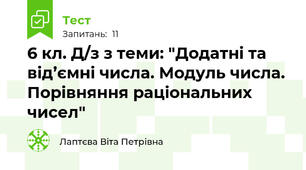  6 кл. Д/з з теми: "Додатні та від’ємні числа. Модуль числа. Порівняння раціональних чисел" 