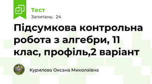 Підсумкова контрольна робота з алгебри, 11 клас, профіль,2 варіант