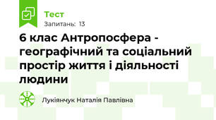 6 клас Антропосфера - географічний та соціальний простір життя і діяльності людини