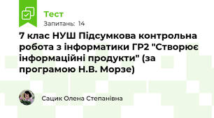 7 клас НУШ Підсумкова контрольна робота з інформатики ГР2 "Створює інформаційні продукти" (за програмою Н.В. Морзе)