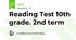 Reading Test 10th grade. 2nd term