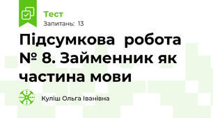 Підсумкова  робота № 8. Займенник як частина мови