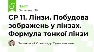 СР 11. Лінзи. Побудова зображень у лінзах. Формула тонкої лінзи