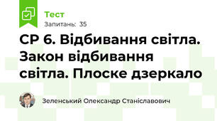 СР 6. Відбивання світла. Закон відбивання світла. Плоске дзеркало