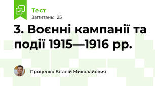 3. Воєнні кампанії та події 1915—1916 рр.