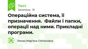 Операційна система, її призначення.  Файли і папки, операції над ними. Прикладні програми.