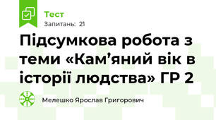 Підсумкова робота з теми «Кам’яний вік в історії людства» ГР 2