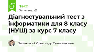 Діагностувальний тест з інформатики для 8 класу (НУШ) за курс 7 класу