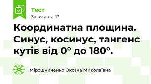 Координатна площина. Синус, косинус, тангенс кутів від 0° до 180°.