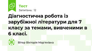 Діагностична робота із зарубіжної літератури для 7 класу за темами, вивченими в 6 класі.