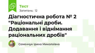 Діагностична робота № 2 "Раціональні дроби. Додавання і віднімання раціональних дробів"