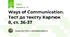 Ways of Communication. Тест до тексту Карпюк 8, ст. 36-37