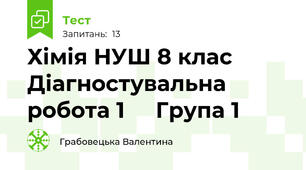 Хімія НУШ 8 клас Діагностувальна робота 1     Група 1