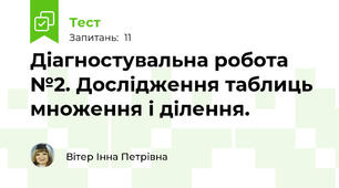Діагностувальна робота №2. Дослідження таблиць множення і ділення.
