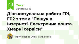 Діагностувальна робота ГР1, ГР2 з теми "Пошук в Інтернеті. Електронна пошта. Хмарні сервіси"