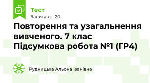 Повторення та узагальнення вивченого. 7 клас Підсумкова робота №1 (ГР4)